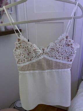 Theory Mixed Lace Top in White / Cream